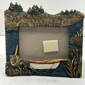 Vintage Figi Graphics Resin Fishing Boat And Net 4X6 Picture Frame